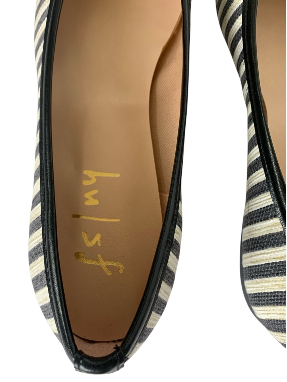 NEW French Sole FS/NY Olivia Ballet Flats Black Beige Stripe Made In Spain SZ 9 - Picture 12 of 16
